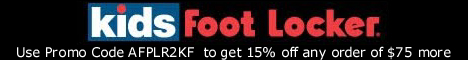 Get 15% off any order of $75 more at Kidsfootlocker.com
