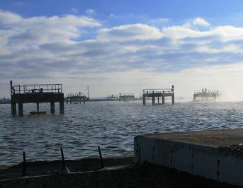 The only unfrozen water at the scenic Muskegon Wastewater System